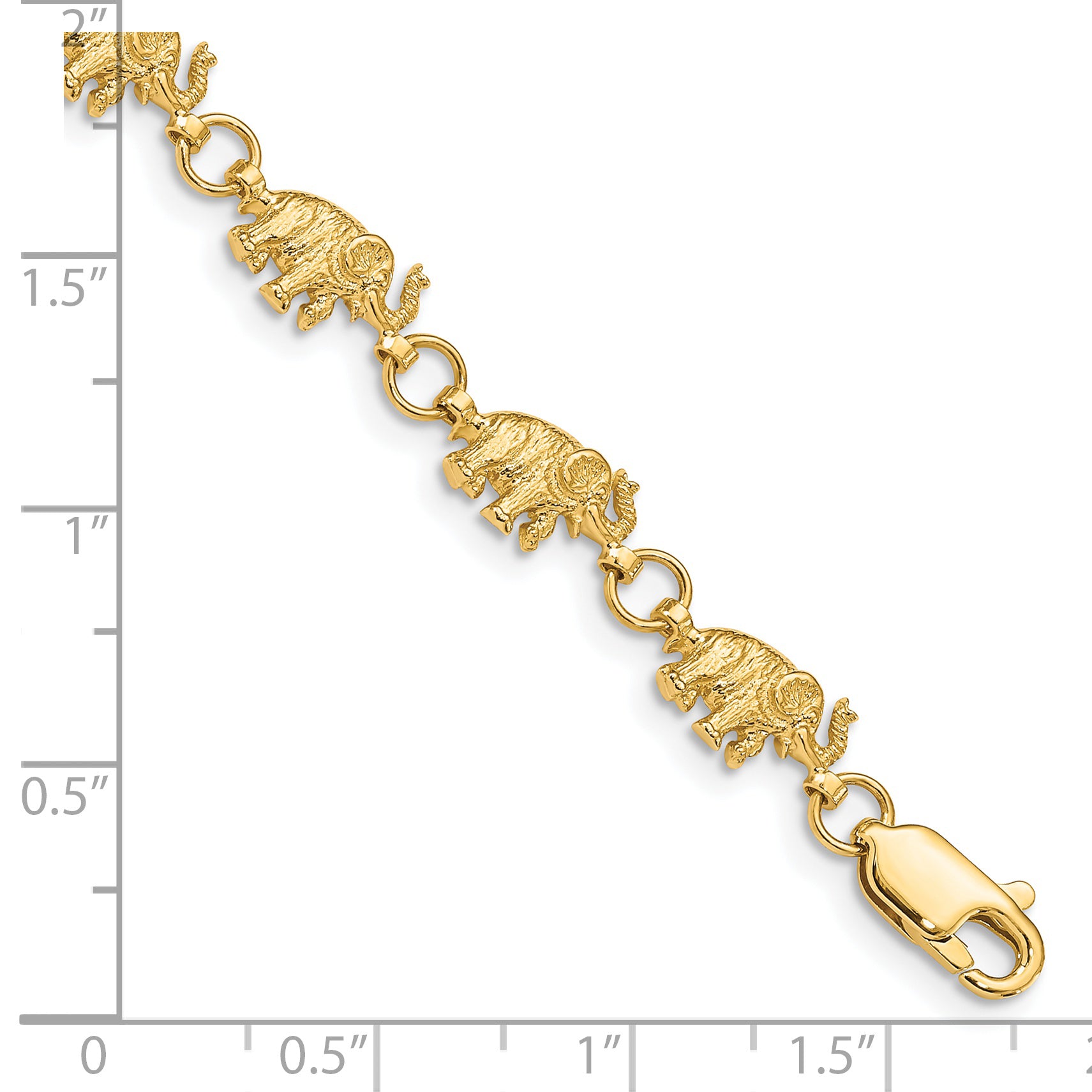 14k Polished and Textured Elephant 7 inch Bracelet FB397