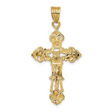 14k INRI Fleur De Lis Crucifix Pendant C248