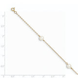 14k 5-6mm White Near-Round Freshwater Cultured Pearl 3-Station 7.25 inch Bracelet XF560