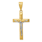 14k Two-tone Diamond-cut Crucifix Pendant K6303