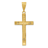 14k Two-tone Diamond-cut Crucifix Pendant K6303