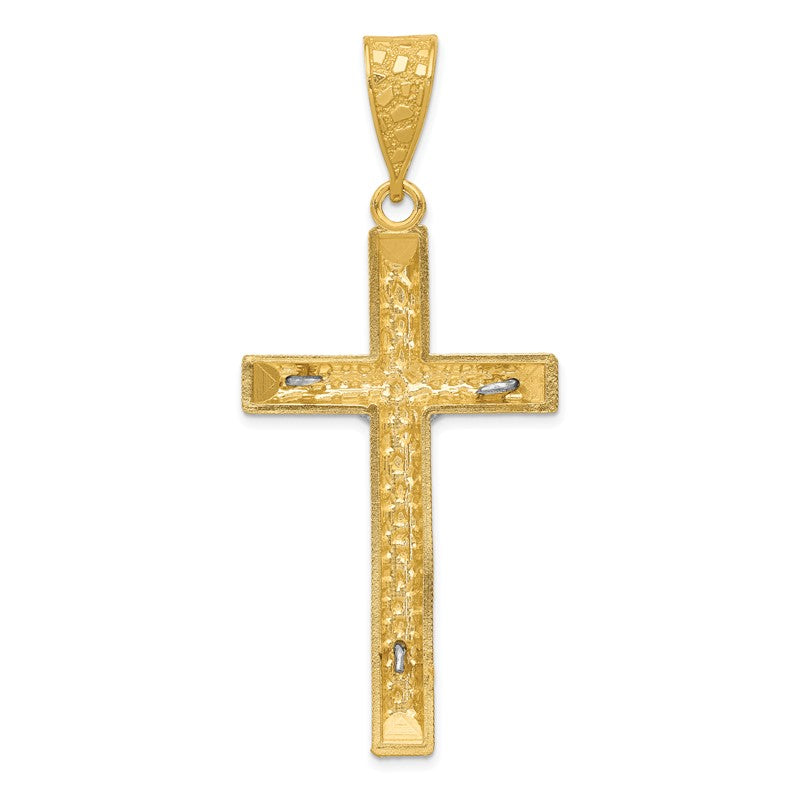 14k Two-tone Diamond-cut Crucifix Pendant K6303