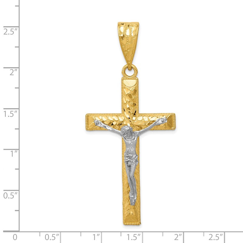 14k Two-tone Diamond-cut Crucifix Pendant K6303