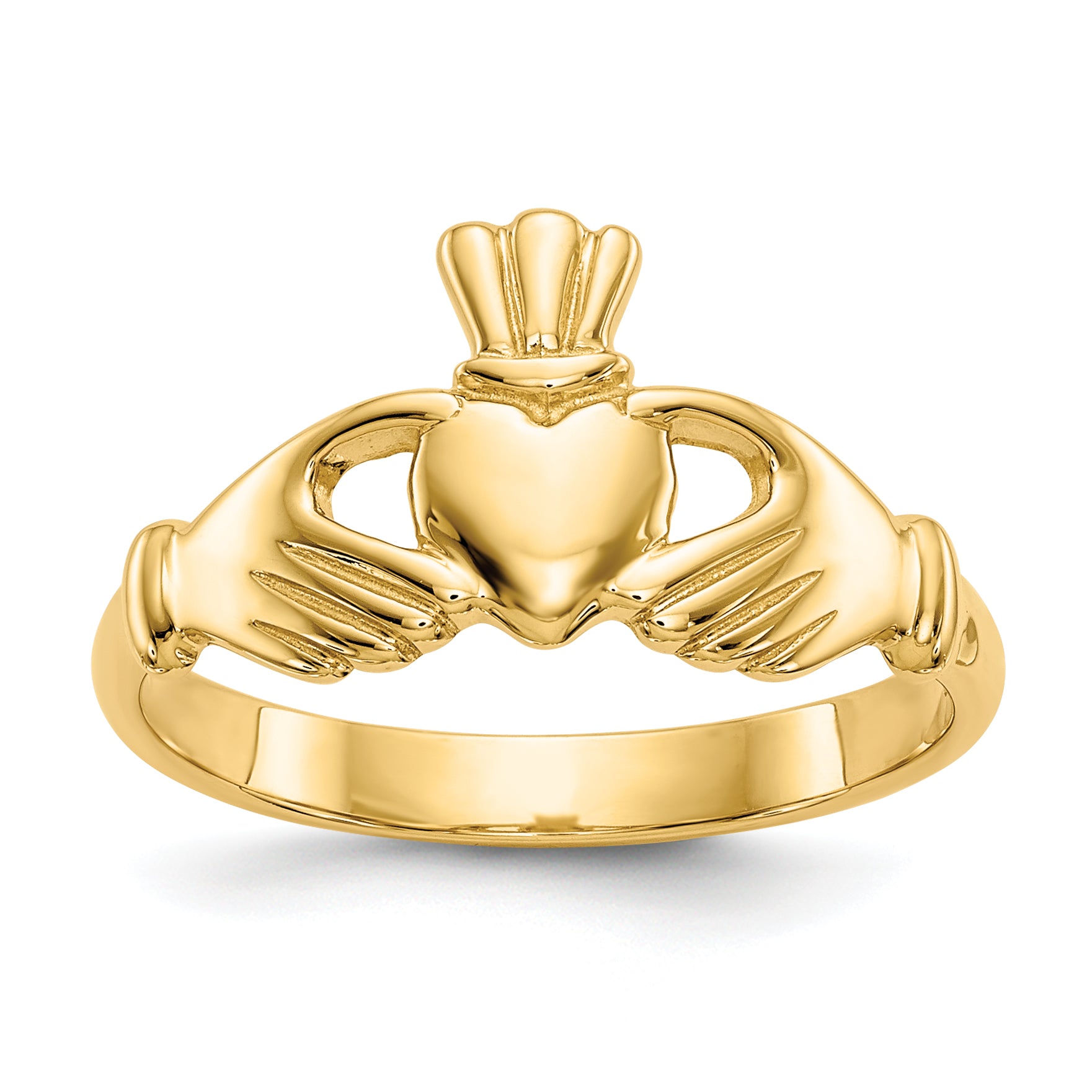 14k Polished Claddagh Ring R123