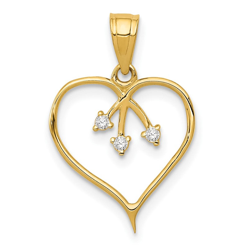 14k 3-CZ Cut-out Heart Pendant K5864
