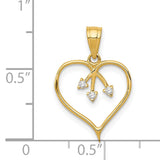 14k 3-CZ Cut-out Heart Pendant K5864
