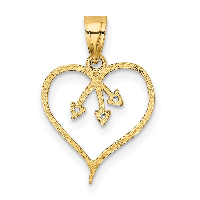 14k 3-CZ Cut-out Heart Pendant K5864