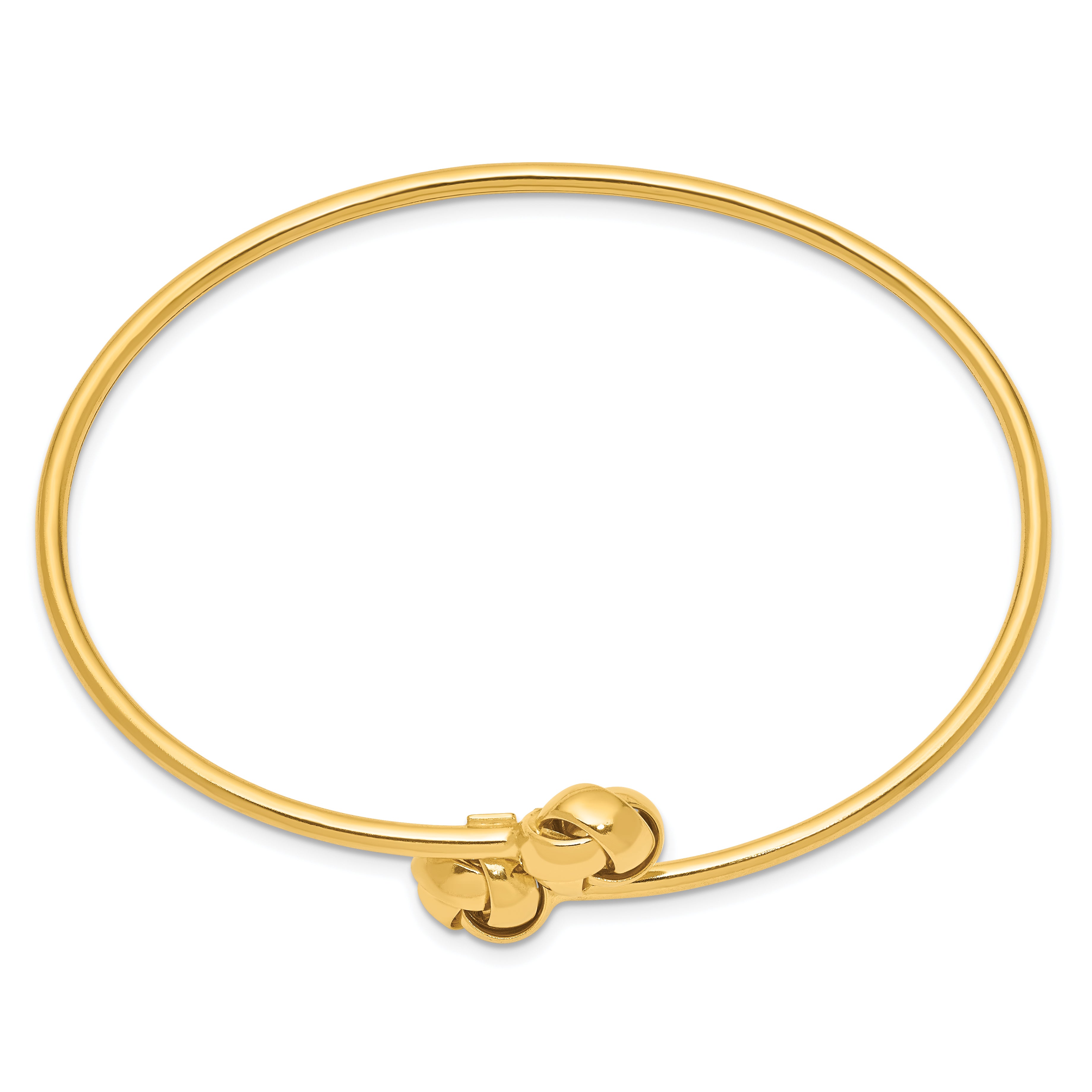 14K Polished 9.5mm Love Knot 2.00mm Flexible Oval Bangle Bracelet DB674
