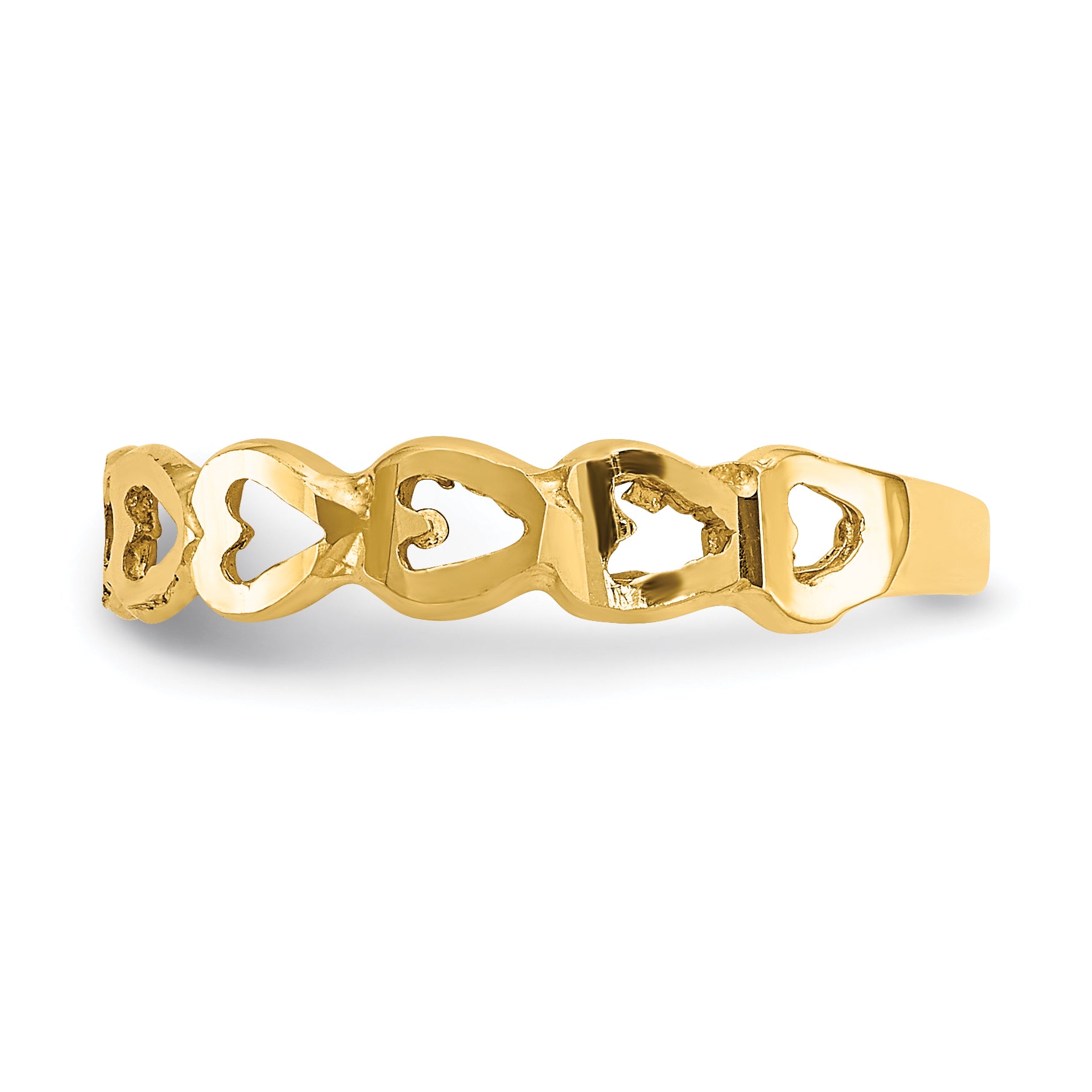 14k Polished Hearts Ring D112