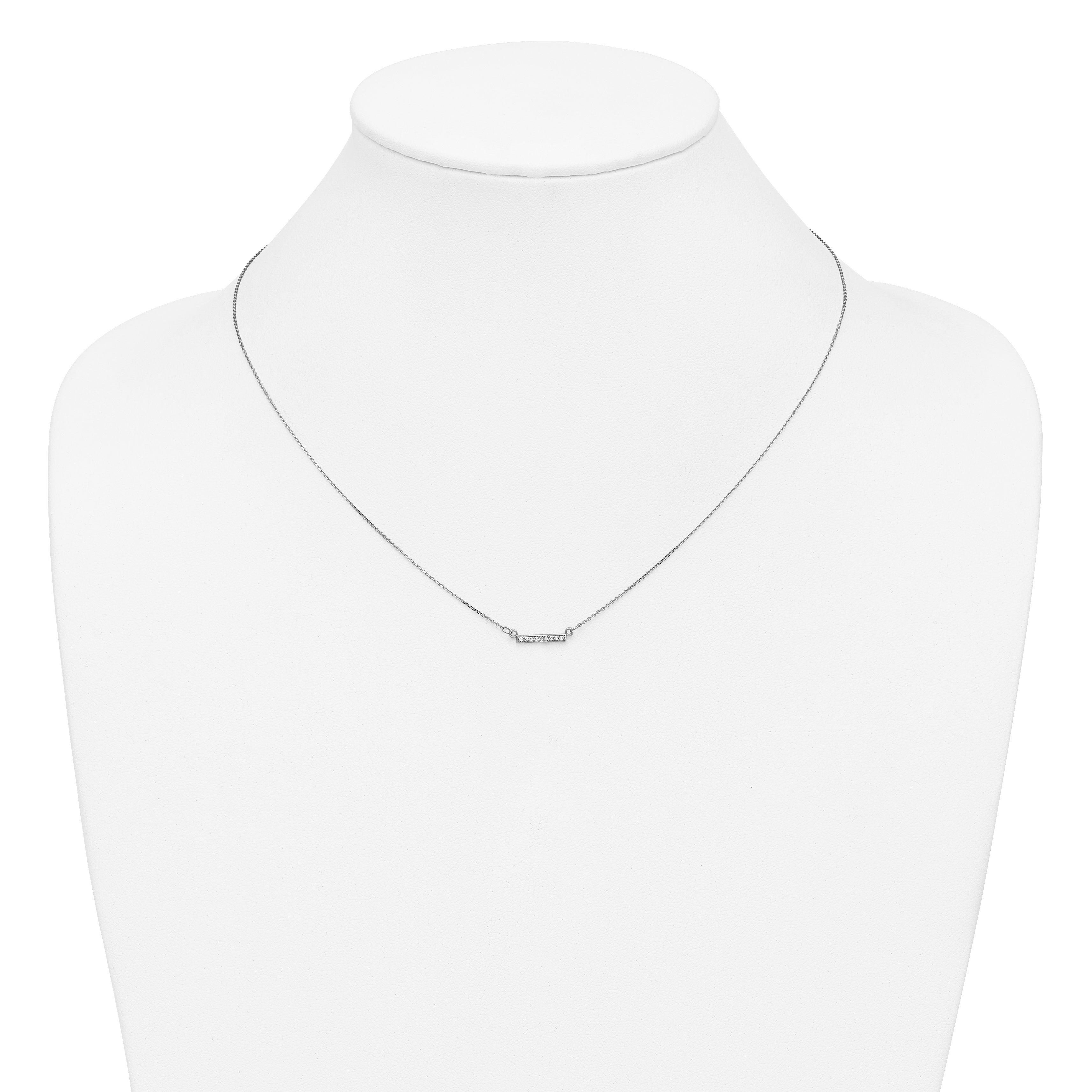14k White Gold Polished 1/20 carat A Diamond Tiny Bar 18 inch Necklace XP5030WA