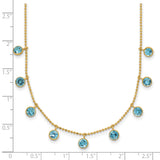 14k Blue Topaz Dangles 16 inch Necklace Plus 2 inch Extender XF2642