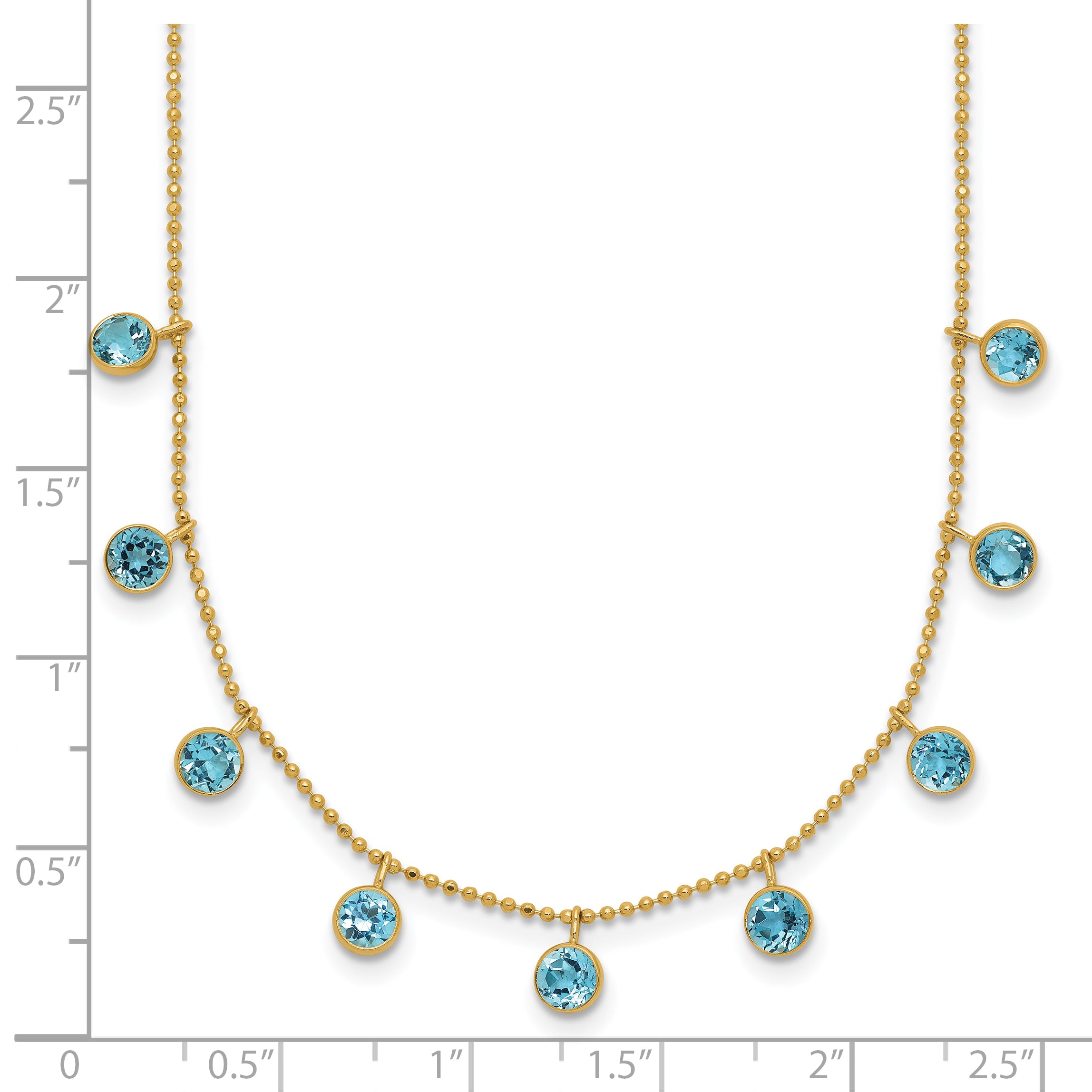 14k Blue Topaz Dangles 16 inch Necklace Plus 2 inch Extender XF2642