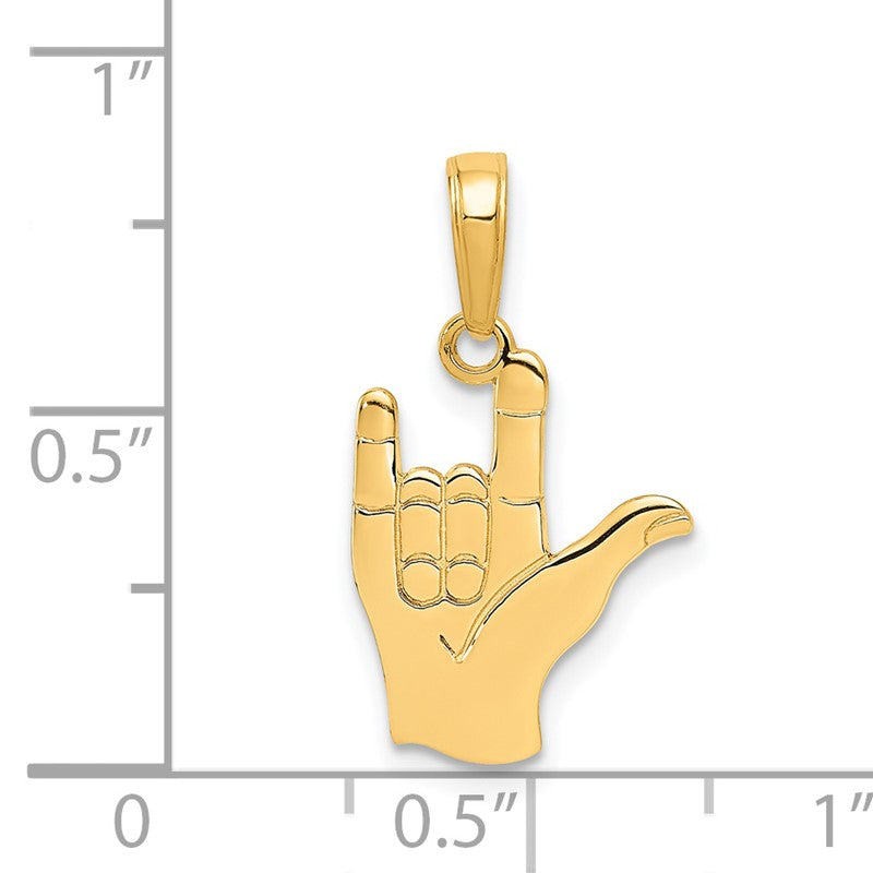 14k I Love You Hand/ Sign Language Pendant C3055