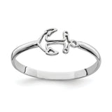 14K White Gold Polished Anchor Ring D4724