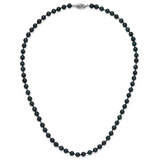 14k White Gold 5-6mm Black Round Akoya Saltwater Cultured Pearl 16 inch Necklace PLB50