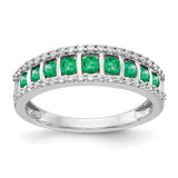 14k White Gold Diamond and Emerald Fancy Ring RM3849