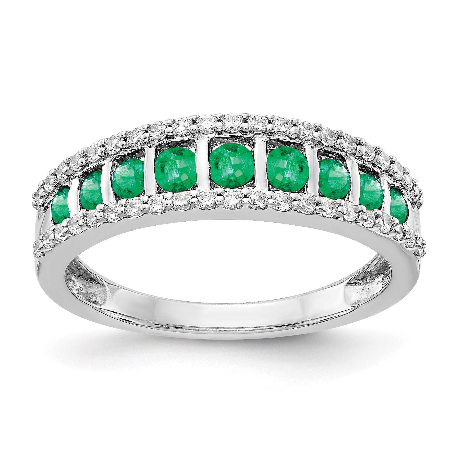 14k White Gold Diamond and Emerald Fancy Ring RM3849