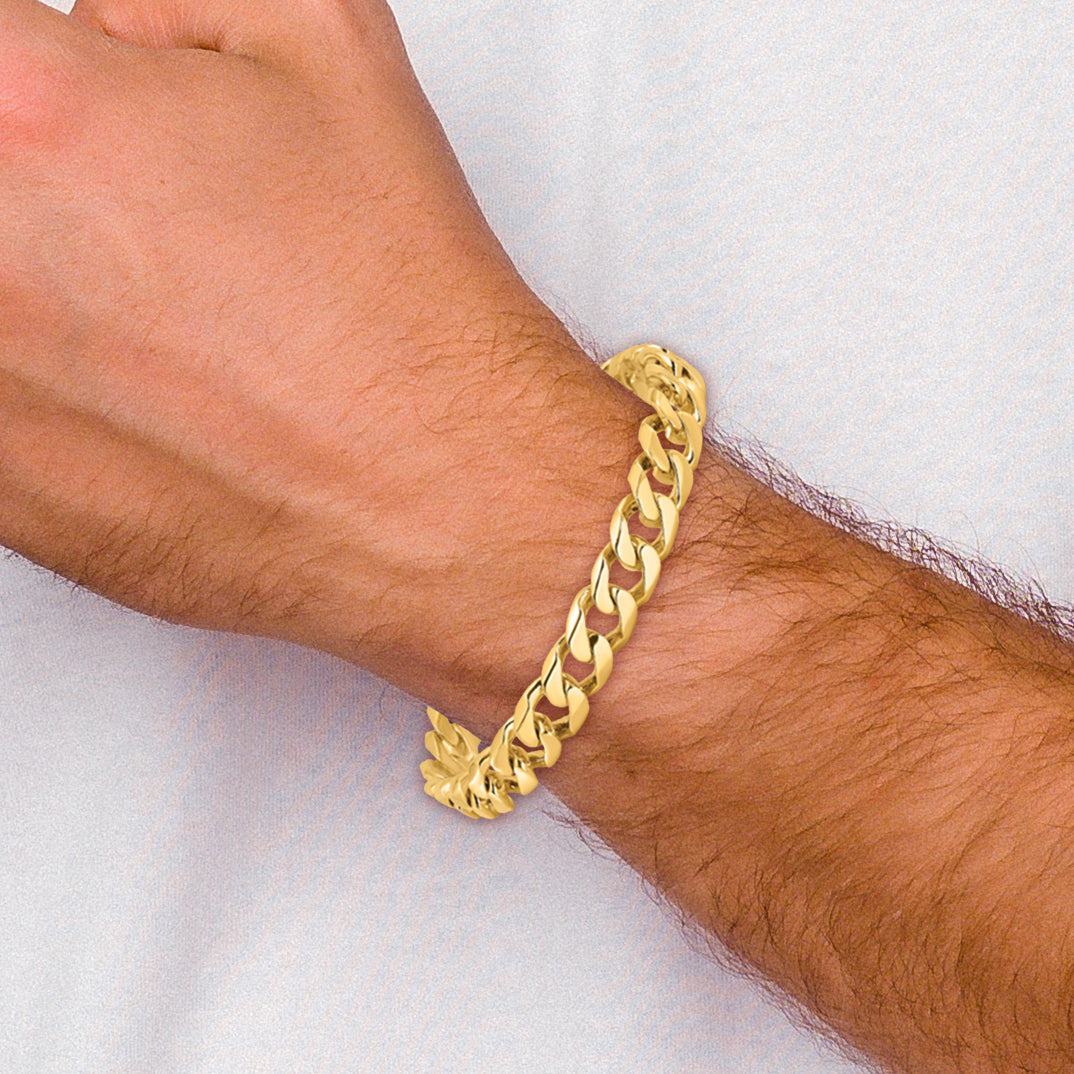 14K 20 inch 9.7mm Hand Polished Flat Beveled Curb Link with Box Catch Clasp Chain LK133
