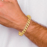14K 20 inch 9.7mm Hand Polished Flat Beveled Curb Link with Box Catch Clasp Chain LK133
