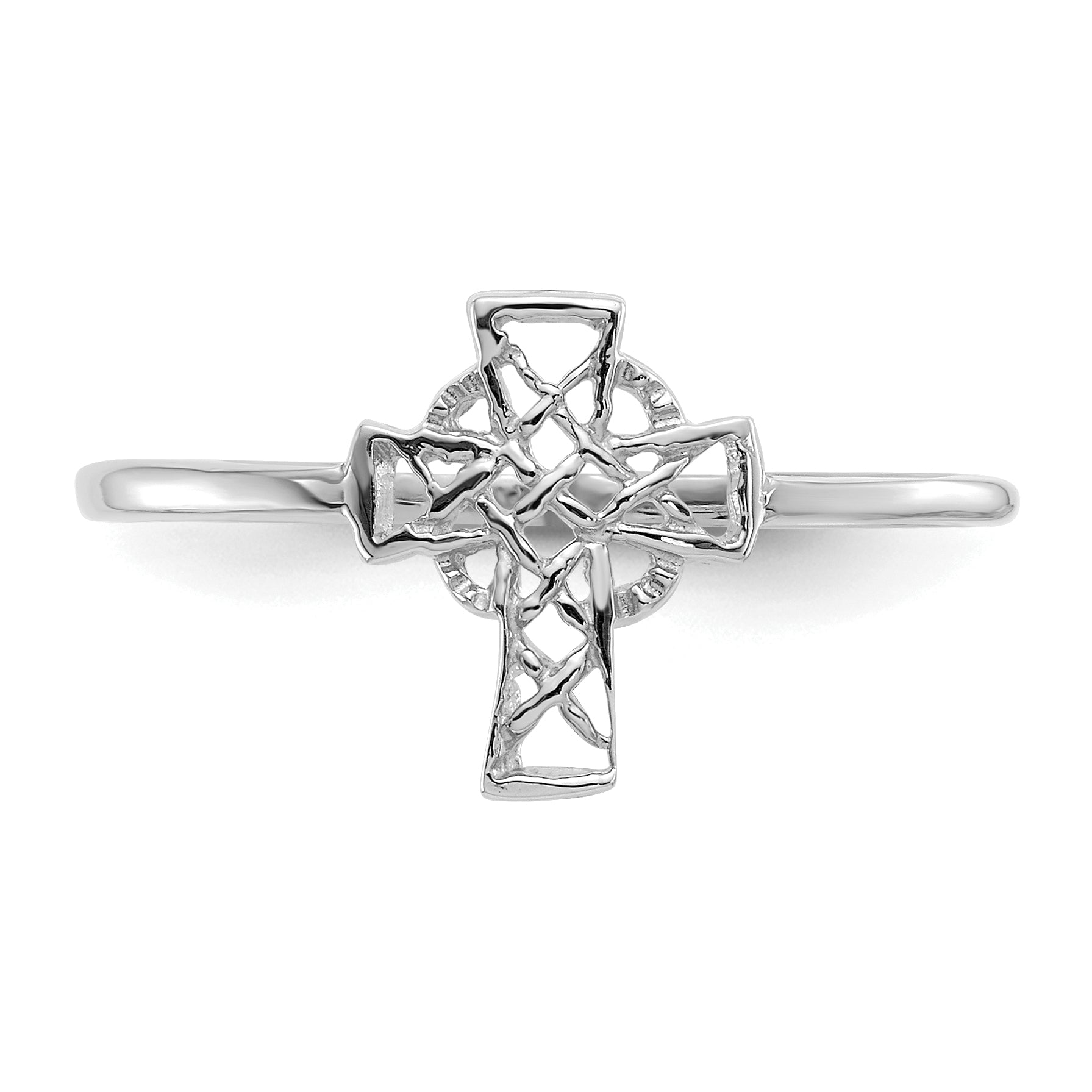 14k White Gold Polished Celtic Knot Cross Ring K5730