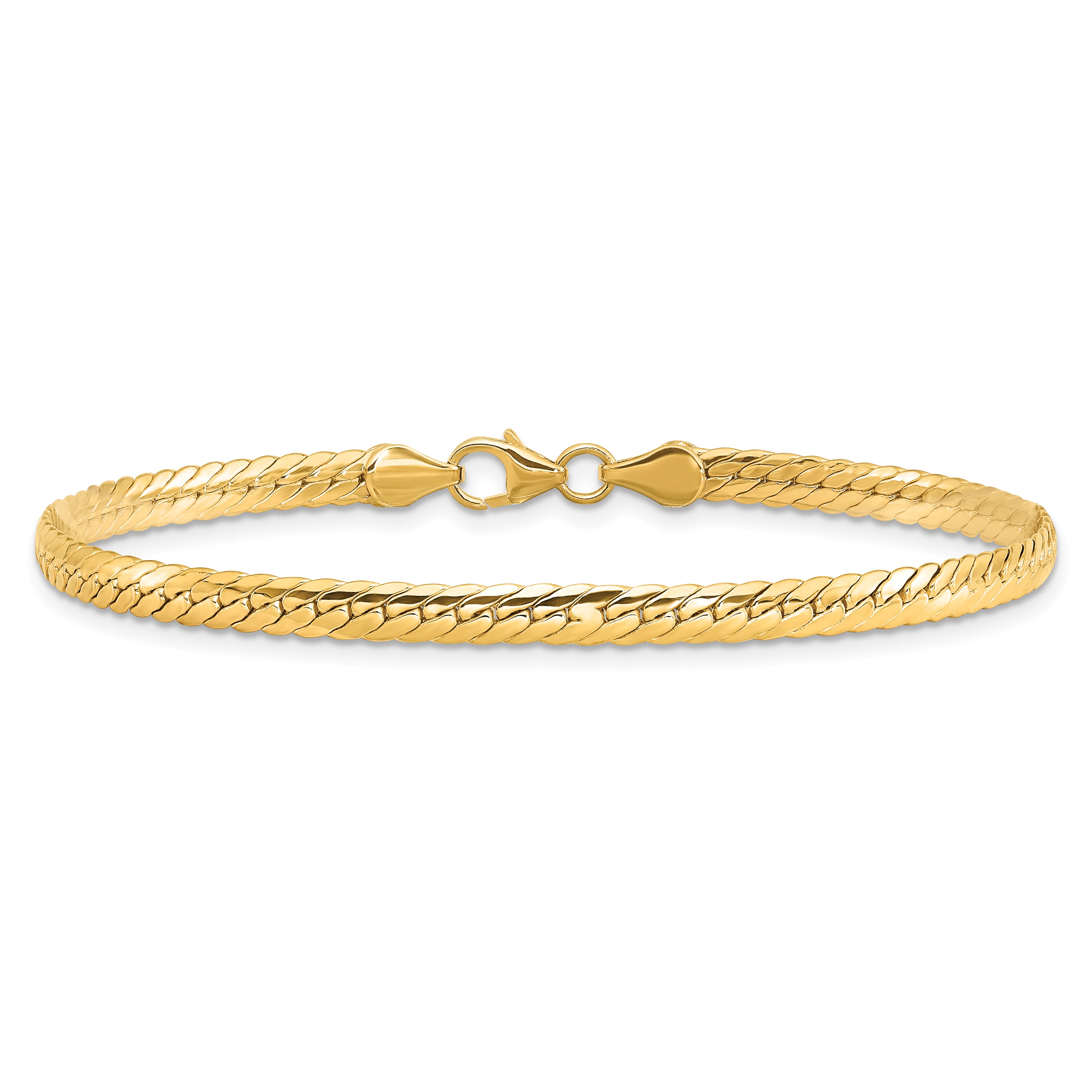 14k Polished 3mm Fancy Curb Link 7.5 inch Bracelet SF2104