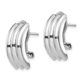 14k White Gold 8.5x20mm Polished Ribbed Omega Back Post Earrings H955