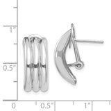 14k White Gold 8.5x20mm Polished Ribbed Omega Back Post Earrings H955