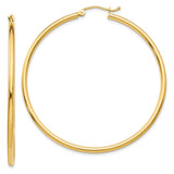 14k 2x50mm Polished Tube Hoop Earrings T921