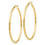 14k 2x50mm Polished Tube Hoop Earrings T921