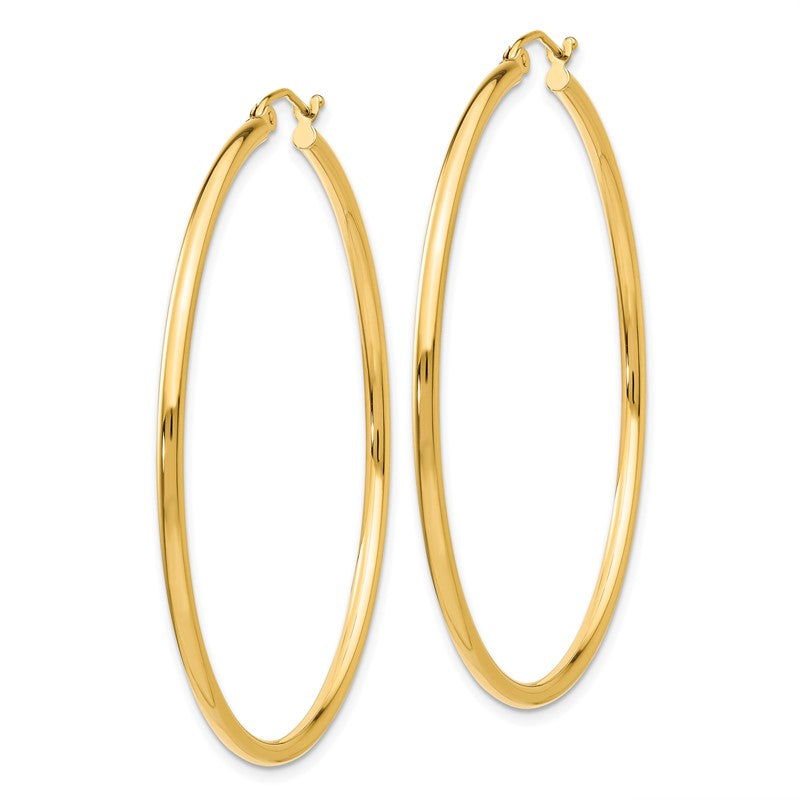14k 2x50mm Polished Tube Hoop Earrings T921