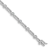 14k White Gold Complete 3/4 carat Round AAA Diamond 4-prong Bar Link 7 inch Tennis Bracelet X788WAAA