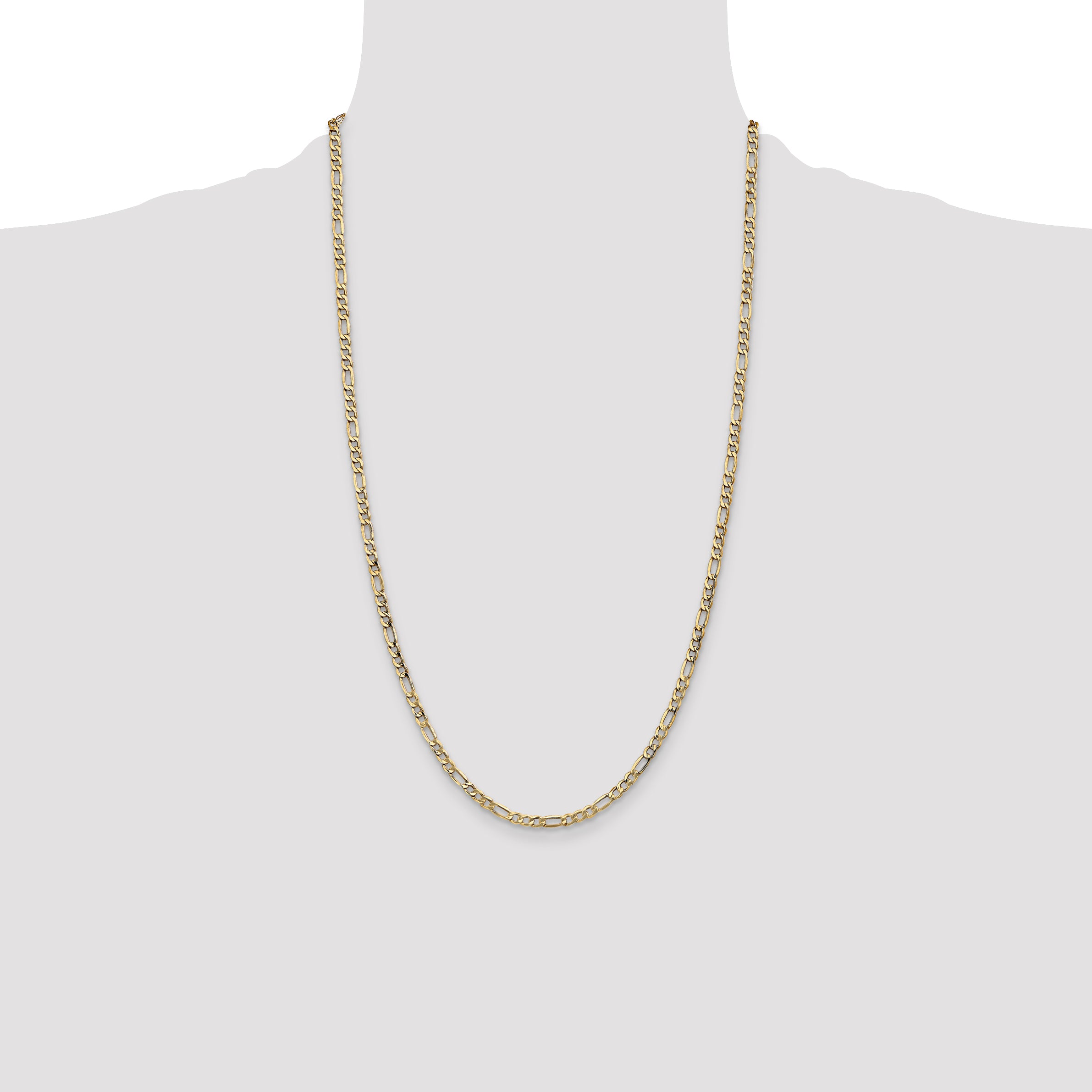 14K 10 inch 3.5mm Semi-Solid Figaro with Lobster Clasp Anklet BC93