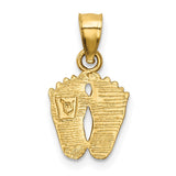 14k Satin Diamond-cut Footprints Pendant K6084