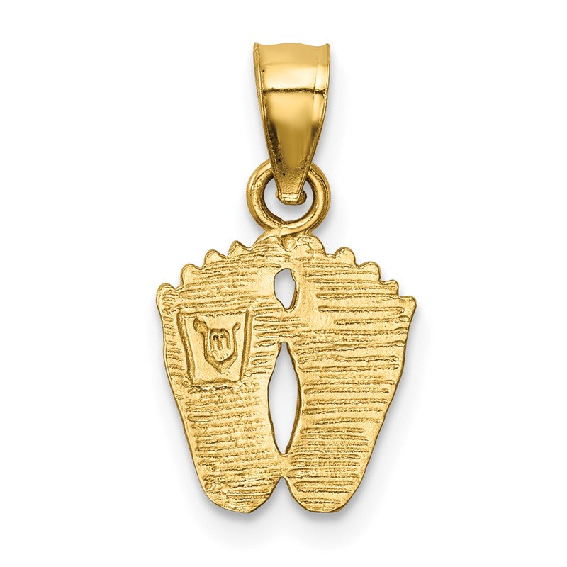 14k Satin Diamond-cut Footprints Pendant K6084