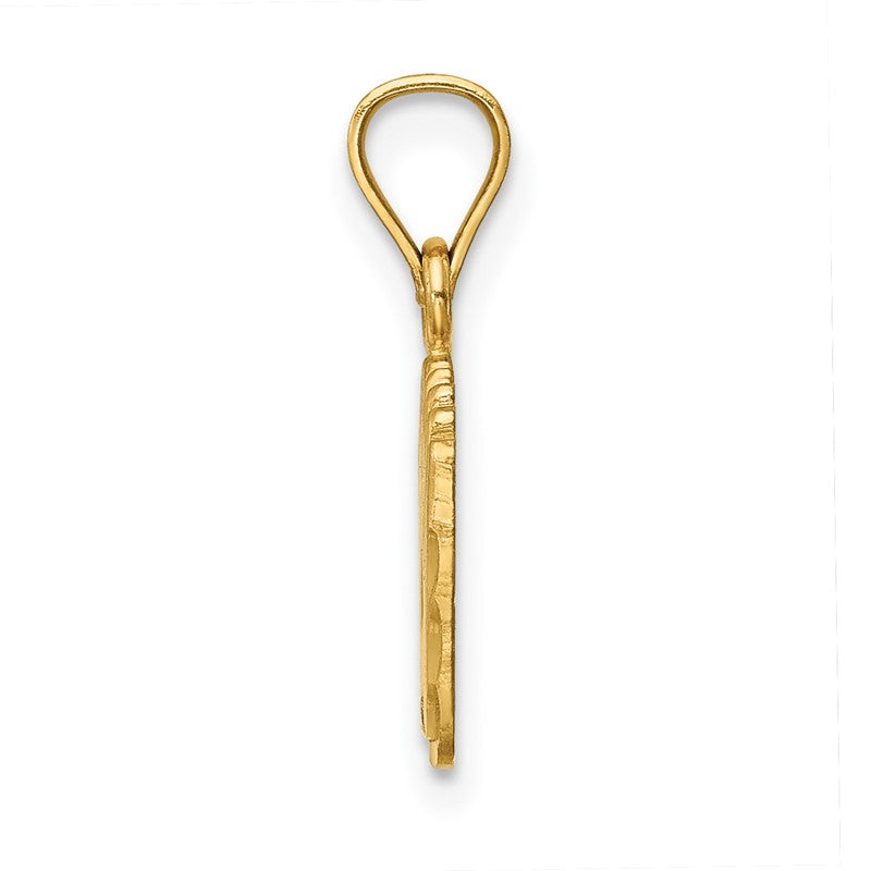 14k Satin Diamond-cut Footprints Pendant K6084