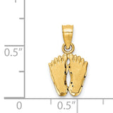 14k Satin Diamond-cut Footprints Pendant K6084