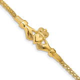 14K Polished Claddagh and Bismark Chain 7 inch Bracelet FB1513