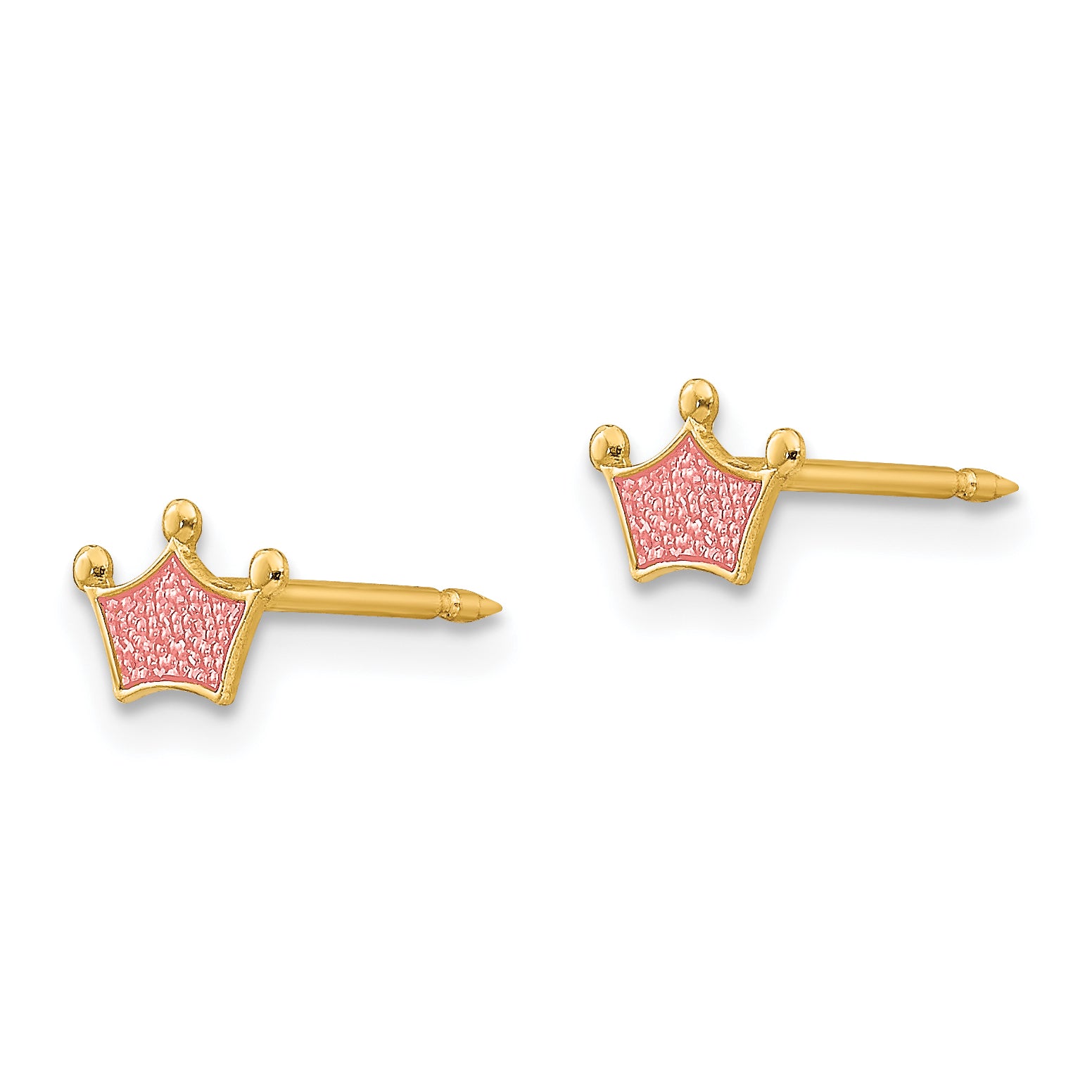 Inverness 14k Epoxy Fill Pink Crown Post Piercing Earrings 844E