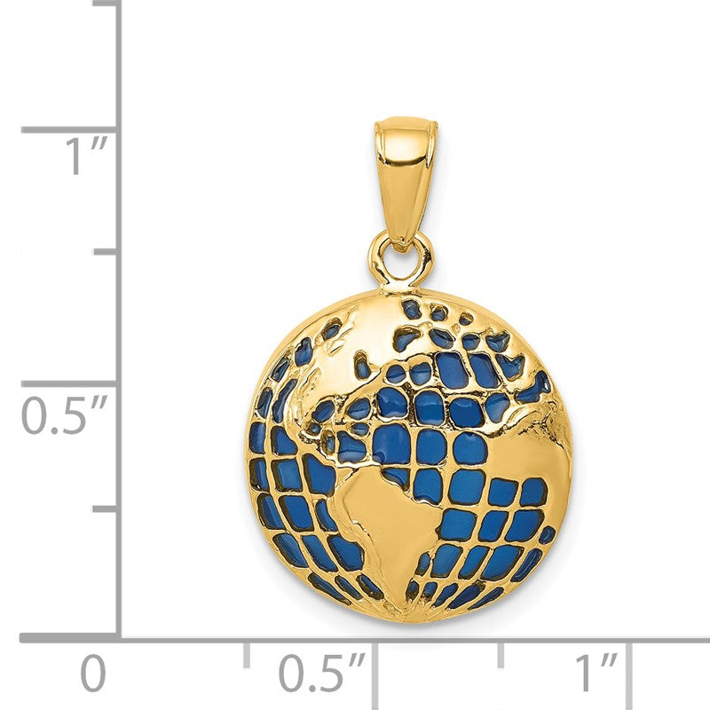 14K Blue Enameled Globe Pendant K4144