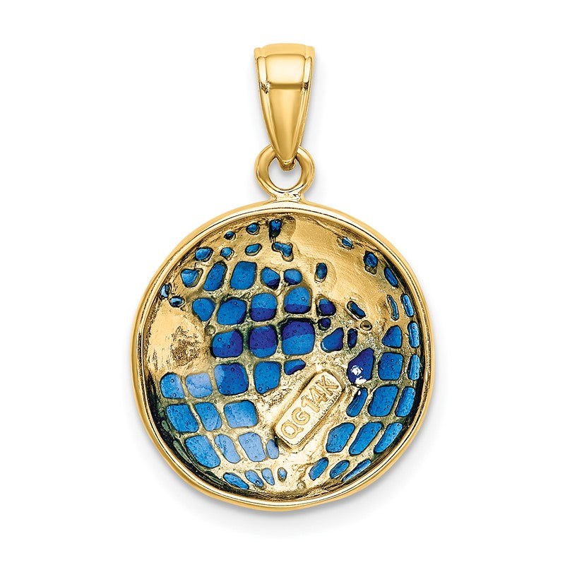 14K Blue Enameled Globe Pendant K4144