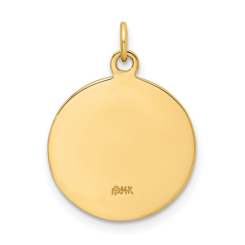 14k Polished and Satin Solid Small St. Florian Medal Round Pendant XR1711