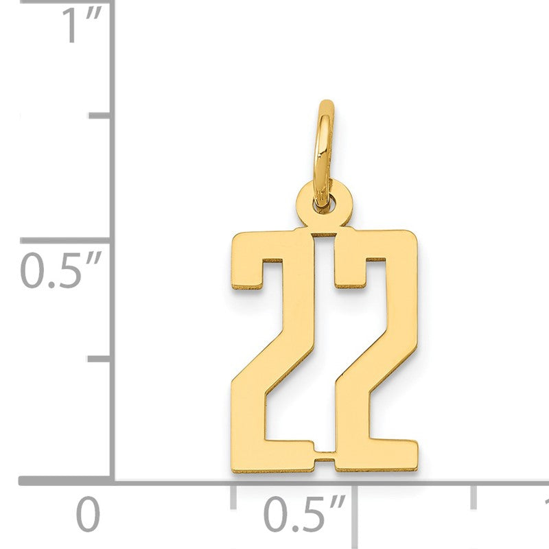 14k Small Elongated Number 22 Charm LES22