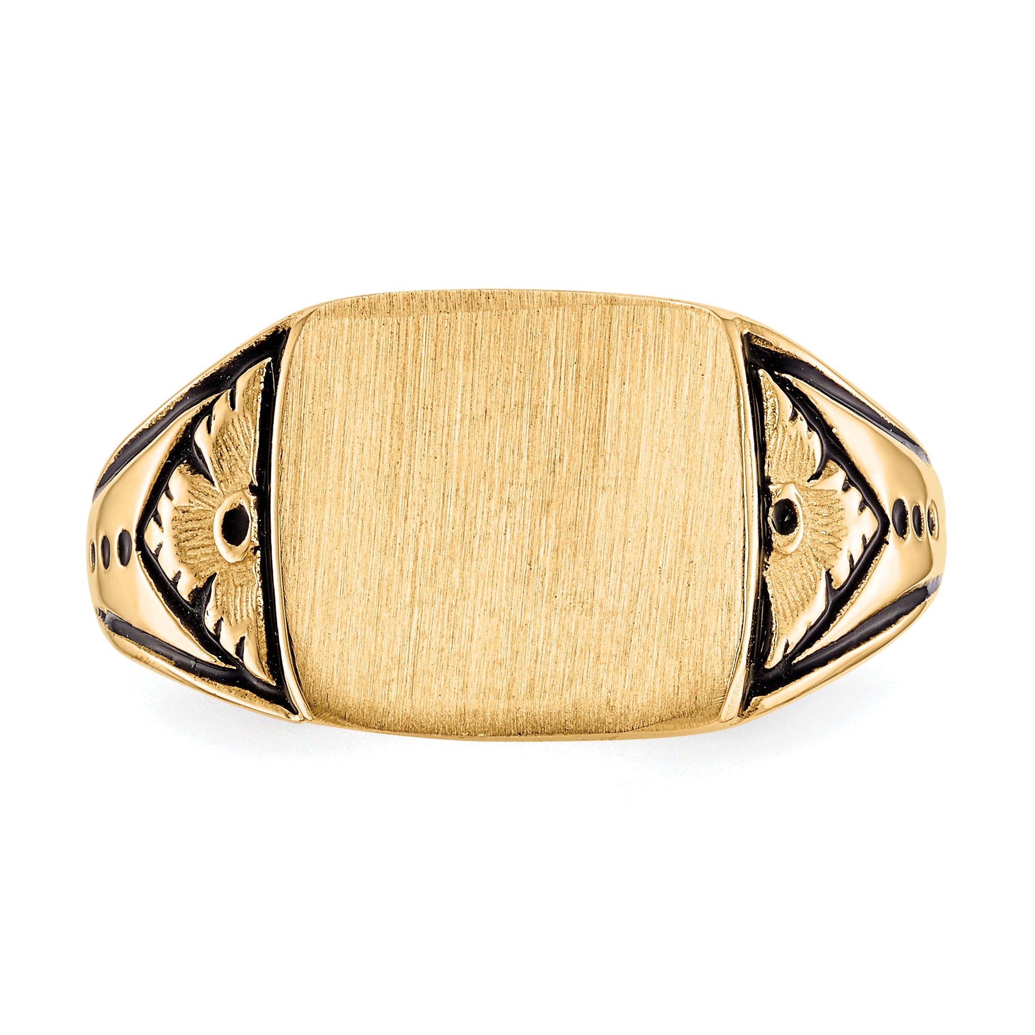 14k 11.5x11.0mm Closed Back Antiqued Signet Ring Y4139
