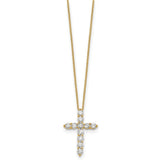 14k White Gold 1/4 carat Diamond Cross Pendant 18 inch Necklace PM1000