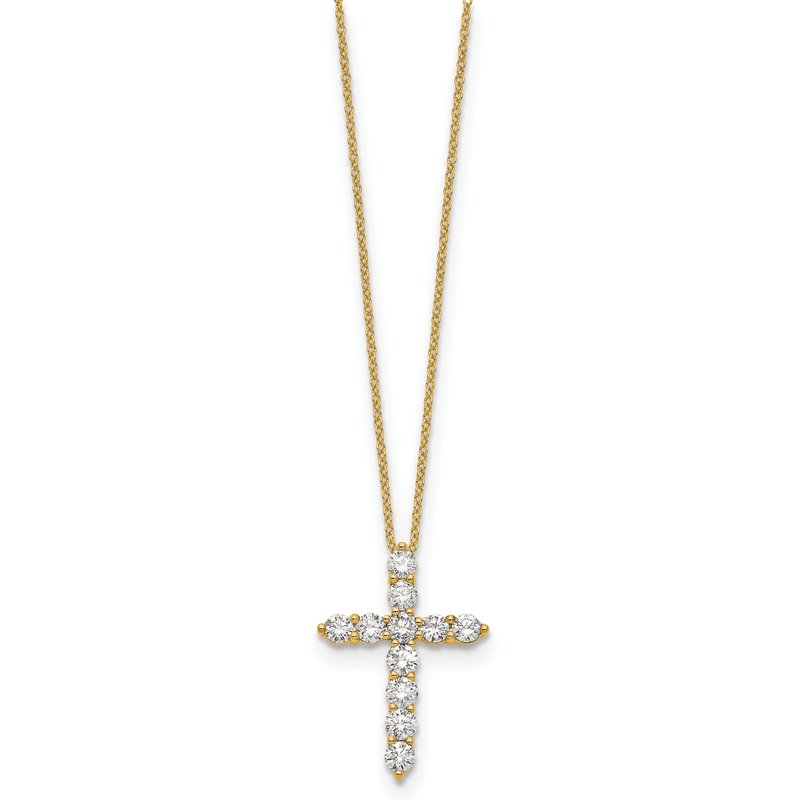 14k White Gold 1/4 carat Diamond Cross Pendant 18 inch Necklace PM1000