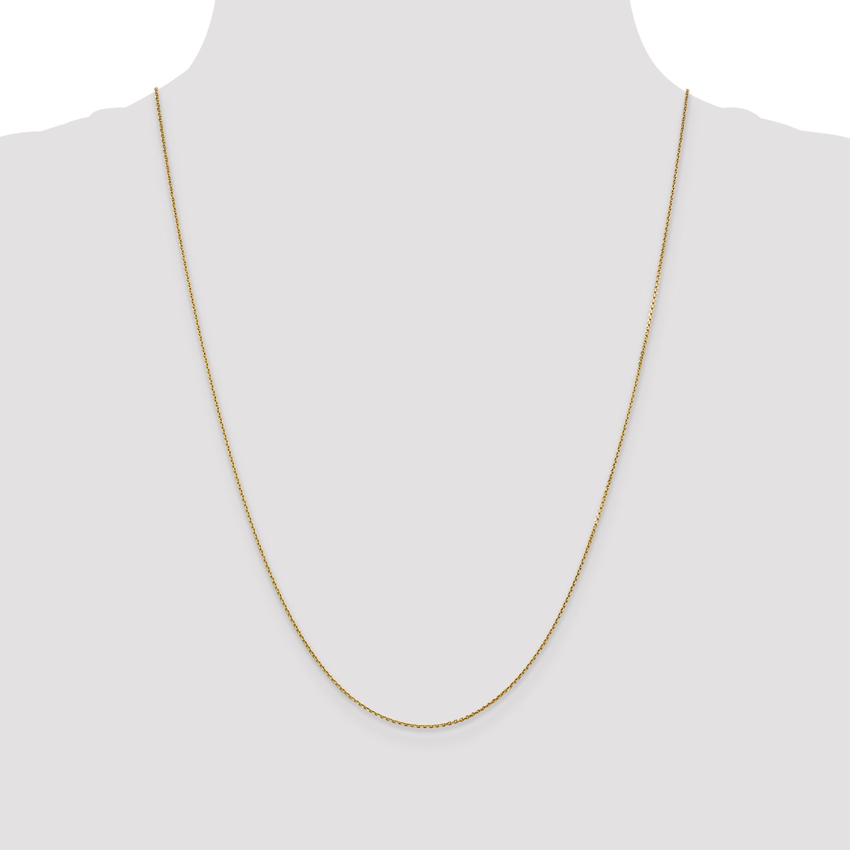 14K 26 inch .9mm Diamond-cut Round Open Link Cable with Lobster Clasp Chain PEN326