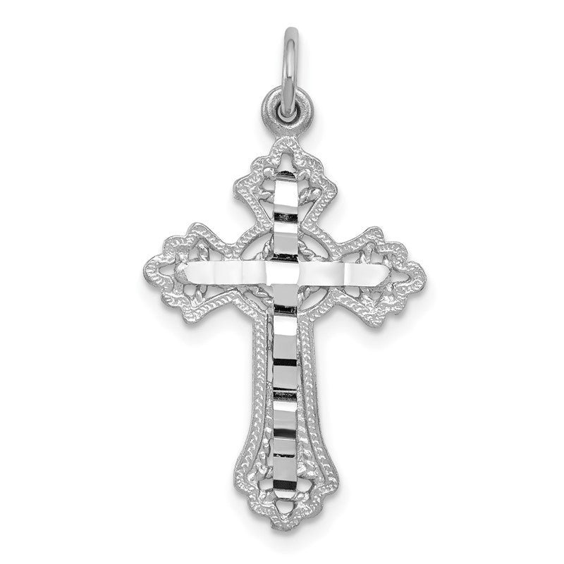 14k White Gold Fleur de Lis Cross Charm CH137
