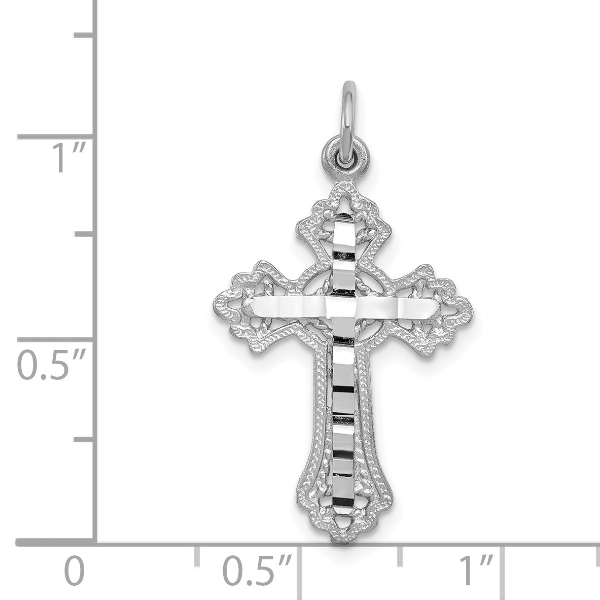 14k White Gold Fleur de Lis Cross Charm CH137