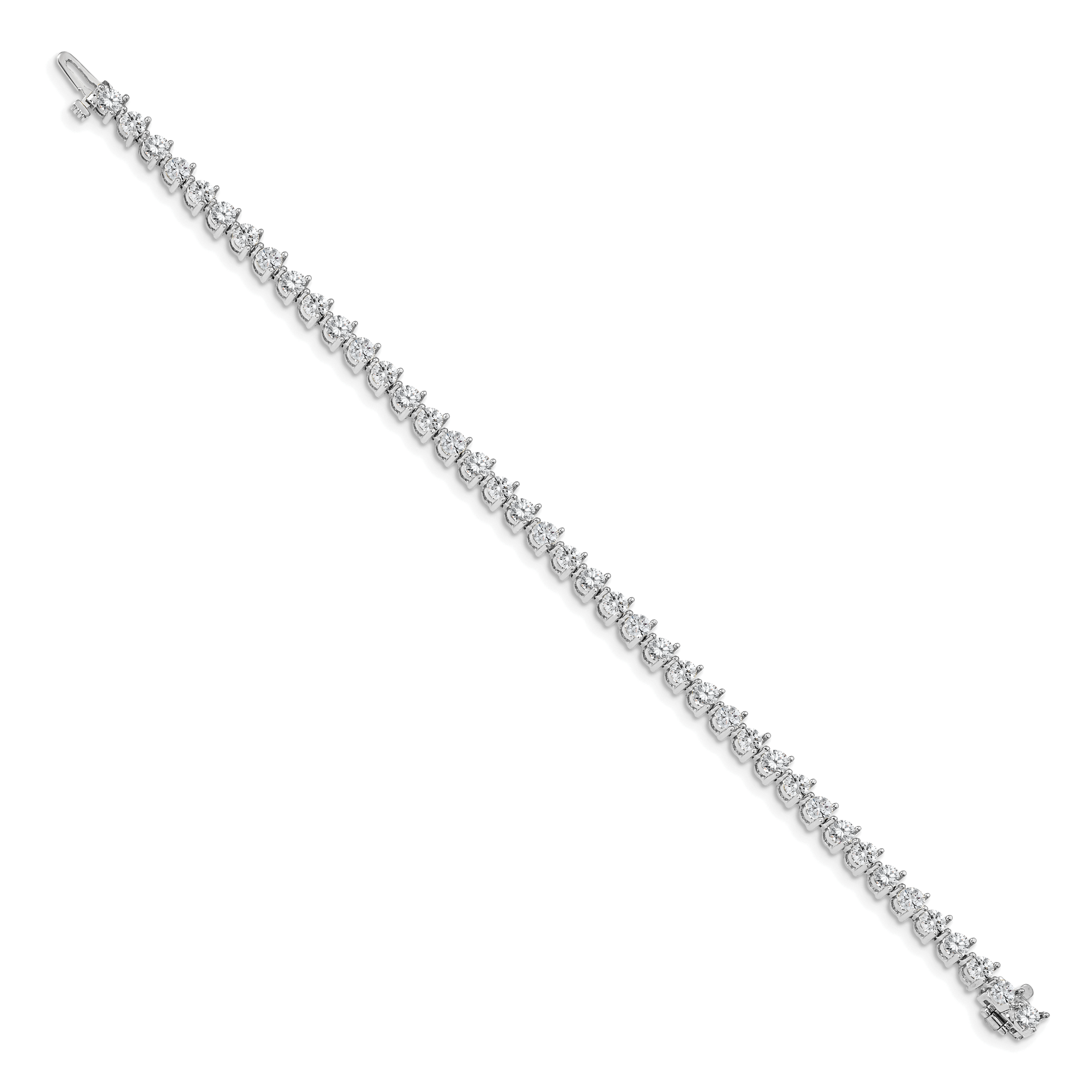 14k White Gold Complete 6.15 carat Round AA Diamond 3-prong 7 inch Tennis Bracelet X2841WAA