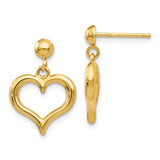 14K Polished Open Heart Dangle Post Earrings H1071